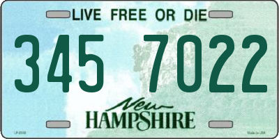NH license plate 3457022