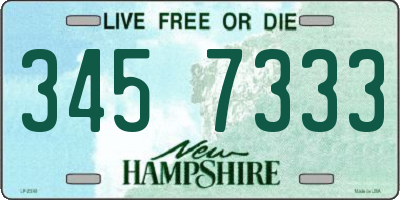NH license plate 3457333