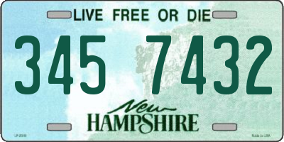 NH license plate 3457432