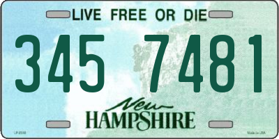 NH license plate 3457481