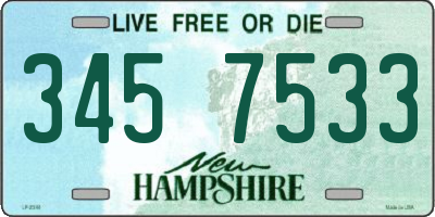 NH license plate 3457533