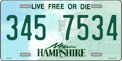 NH license plate 3457534