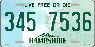 NH license plate 3457536