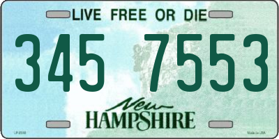 NH license plate 3457553