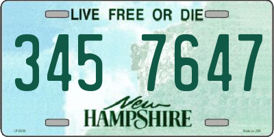 NH license plate 3457647