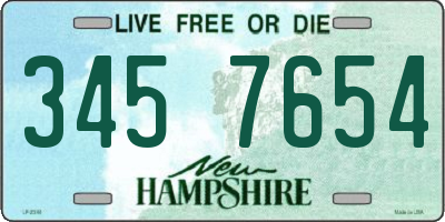 NH license plate 3457654