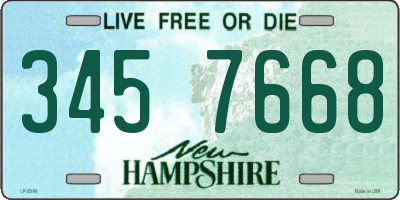 NH license plate 3457668