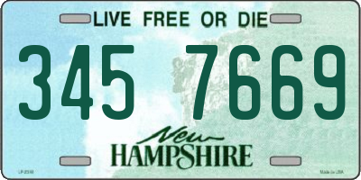 NH license plate 3457669