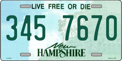 NH license plate 3457670