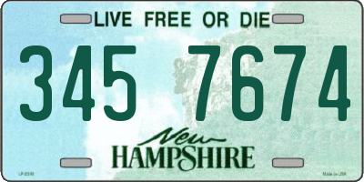 NH license plate 3457674