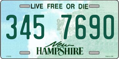 NH license plate 3457690