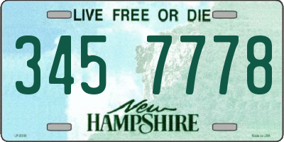NH license plate 3457778