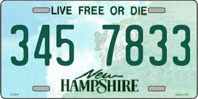 NH license plate 3457833