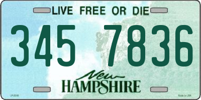 NH license plate 3457836
