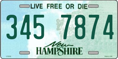NH license plate 3457874