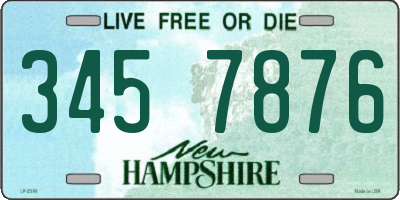 NH license plate 3457876
