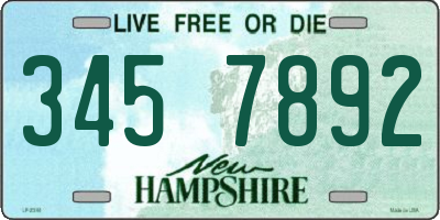 NH license plate 3457892