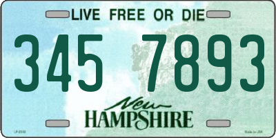 NH license plate 3457893