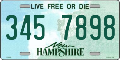 NH license plate 3457898