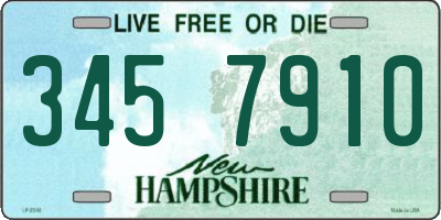 NH license plate 3457910