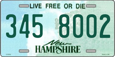 NH license plate 3458002