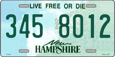 NH license plate 3458012