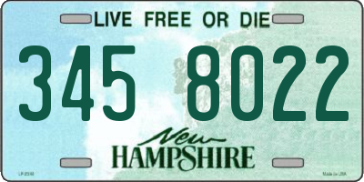 NH license plate 3458022
