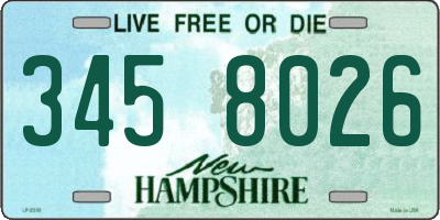 NH license plate 3458026