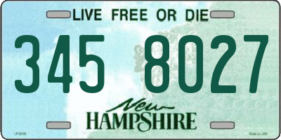 NH license plate 3458027
