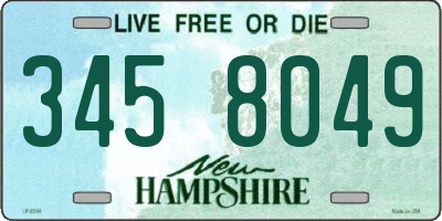 NH license plate 3458049