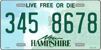 NH license plate 3458678