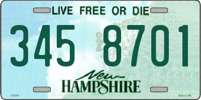 NH license plate 3458701