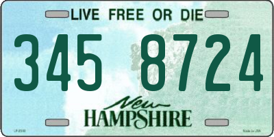 NH license plate 3458724