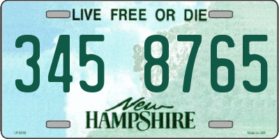 NH license plate 3458765