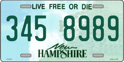 NH license plate 3458989