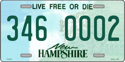 NH license plate 3460002