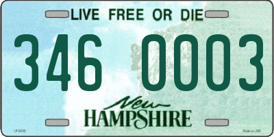NH license plate 3460003