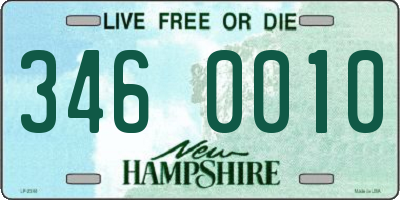 NH license plate 3460010