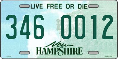 NH license plate 3460012