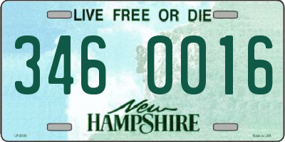 NH license plate 3460016