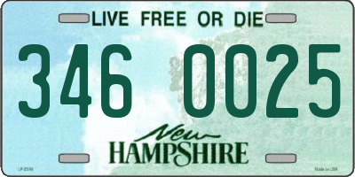 NH license plate 3460025