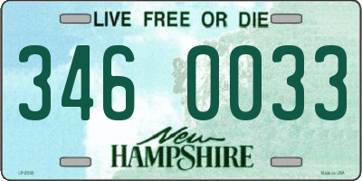 NH license plate 3460033