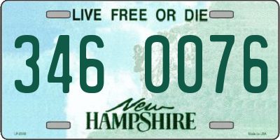 NH license plate 3460076