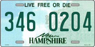 NH license plate 3460204