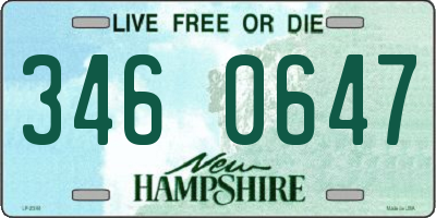 NH license plate 3460647