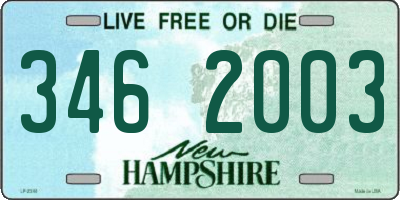 NH license plate 3462003