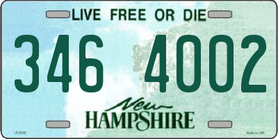 NH license plate 3464002