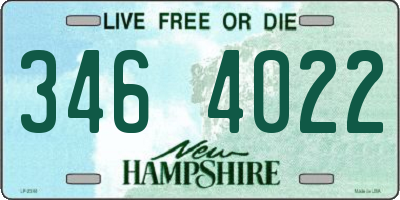 NH license plate 3464022