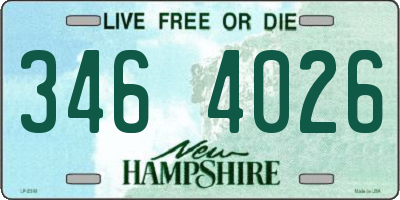 NH license plate 3464026