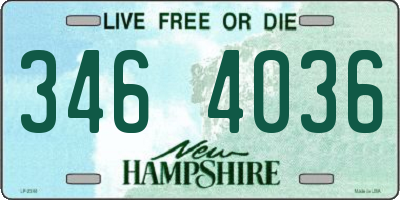 NH license plate 3464036
